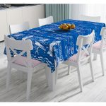 - Masa-7111-Gorsel - Realhomes Mavi Zeminli Deniz Feneri Desenli Dijital Baskılı Modern Masa Örtüsü Realhomes