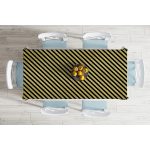 Siyah Zeminde Happy Birthday Gold Yazılı Dijital Baskılı Modern Masa Örtüsü Realhomes