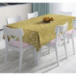 Gold Zeminde Ok Çizimli Dijital Baskılı Modern Masa Örtüsü Realhomes