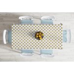 - Masa-7124-Gorsel-1 - Realhomes  Beyaz Zeminde Gold Üçgen Detaylı Dijital Baskılı Modern Masa Örtüsü Realhomes