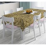 - Masa-7130-Gorsel - Realhomes  Gold Zeminli Beyaz Yıldız Desenli Dijital Baskılı Modern Masa Örtüsü Realhomes