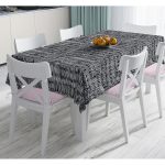 - Masa-7134-Gorsel - Realhomes  Siyah Beyaz Zeminli Onedraw Çizimli Stay Yazılı Dijital Baskılı Modern Masa Örtüsü Realhomes