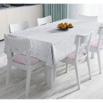 - Masa-7135-Gorsel - Realhomes Beyaz Zeminli Gold Renkli With Yazılı Dijital Baskılı Modern Masa Örtüsü Realhomes