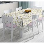 Beyaz Zeminli Gold Renkli Çoklu Yıldız Detaylı Dijital Baskılı Modern Masa Örtüsü Realhomes