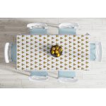 - Masa-7142-Gorsel-1 - Realhomes  Beyaz Zeminde Gold Renkli Çam Ağacı Desenli Dijital Baskılı Modern Masa Örtüsü Realhomes