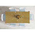 Gold Zeminde Merry Christmas Yazılı Dijital Baskılı Modern Masa Örtüsü Realhomes