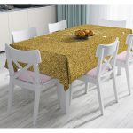 Gold Zeminde Merry Christmas Yazılı Dijital Baskılı Modern Masa Örtüsü Realhomes