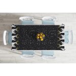 Siyah Zeminde Geyik Desenli Dijital Baskılı Modern Masa Örtüsü Realhomes