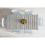 Beyaz Zemin Üzerinde Gold Ve Siyah Renkli Çizgiler Dijital Baskılı Modern Masa Örtüsü Realhomes