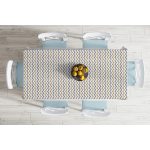 - Masa-7156-Gorsel-1 - Realhomes  Beyaz Zeminde Gold Ve Siyah Çizgili Dijital Baskılı Modern Masa Örtüsü Realhomes