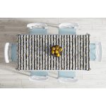 Siyah Beyaz Zeminli Gold Yaprak Desenli Dijital Baskılı Modern Masa Örtüsü Realhomes