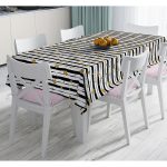 Siyah Beyaz Zeminli Gold Yaprak Desenli Dijital Baskılı Modern Masa Örtüsü Realhomes