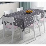 - Masa-7178-Gorsel - Realhomes  Gri Zeminde Gold Puantiyeli Çam Ağacı Desenli Dijital Baskılı Modern Masa Örtüsü Realhomes