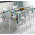 Renkli Zemin Üzerinde Onedraw Çizimli Dijital Baskılı Modern Masa Örtüsü Realhomes