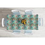 - Masa-7182-Gorsel-1 - Realhomes  Renkli Zemin Üzerinde Onedraw Çizimli Dijital Baskılı Modern Masa Örtüsü Realhomes