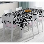 - Masa-7183-Gorsel - Realhomes Beyaz Zemin Üzerinde Siyah Puantiye Desenli Dijital Baskılı Modern Masa Örtüsü Realhomes