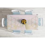 - Masa-7198-Gorsel-1 - Realhomes  Renkli Zemin Üzerinde Üçgen Desenli Dijital Baskılı Modern Masa Örtüsü Realhomes