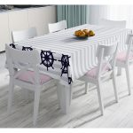 - Masa-7199-Gorsel - Realhomes  Gri Beyaz Çizgili Çapa Desenli Dijital Baskılı Modern Masa Örtüsü Realhomes