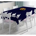 - Masa-7201-Gorsel - Realhomes  Lacivert Zeminli Yelken Desenli Dijital Baskılı Modern Masa Örtüsü Realhomes