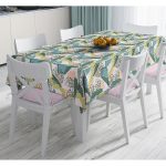 - Masa-7244-Gorsel - Realhomes  Pudra Zeminde Soyut Çizim Detaylı Dijital Baskılı Modern Masa Örtüsü Realhomes