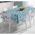 - Masa-7254-Gorsel - Realhomes  Renkli Zemin Üzerinde Renkli Papatya Desenli Dijital Baskılı Modern Masa Örtüsü Realhomes