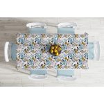 Beyaz Zeminde Renkli Çiçek Desenli Dijital Baskılı Modern Masa Örtüsü Realhomes