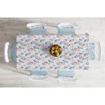 - Masa-7263-Gorsel-1 - Realhomes  Beyaz Zeminde Renkli Çiçek Desenli Dijital Baskılı Modern Masa Örtüsü Realhomes