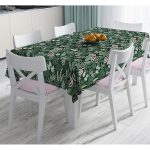 Siyah Zemin Üzerinde Renkli Çiçek Desenli Dijital Baskılı Modern Masa Örtüsü Realhomes