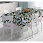 - Masa-7302-Gorsel - Realhomes  Beyaz Zemin Üzerinde Renkli Palmiye Desenli Dijital Baskılı Modern Masa Örtüsü Realhomes
