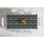 Siyah Zemin Üzerinde Yaprak Desenli Dijital Baskılı Modern Masa Örtüsü Realhomes