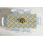 Beyaz Zemin Üzerinde Yaprak Desenli Dijital Baskılı Modern Masa Örtüsü Realhomes