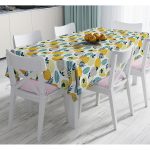 Beyaz Zemin Üzerinde Yaprak Desenli Dijital Baskılı Modern Masa Örtüsü Realhomes