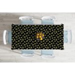 Siyah Zemin Üzerinde Papatya Desenli Dijital Baskılı Modern Masa Örtüsü Realhomes