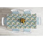 Soft Renkli Zeminde Onedraw Çizimli Yaprak Motifli Dijital Baskılı Modern Masa Örtüsü Realhomes