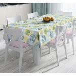 Beyaz Zemin Üzerinde Soft Renkli Yaprak Motifli Dijital Baskılı Modern Masa Örtüsü Realhomes