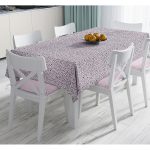 - Masa-7352-Gorsel - Realhomes  Renkli Zemin Üzerinde Siyah Puantiye Desenli Dijital Baskılı Modern Masa Örtüsü Realhomes