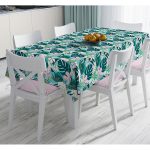- Masa-7353-Gorsel - Realhomes  Renkli Zemin Üzerinde Yaprak Motifli Dijital Baskılı Modern Masa Örtüsü Realhomes