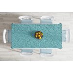 - Masa-7354-Gorsel-1 - Realhomes  Renkli Zemin Üzerinde Siyah Puantiye Desenli Dijital Baskılı Modern Masa Örtüsü Realhomes