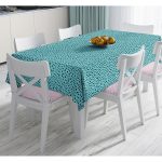 - Masa-7354-Gorsel - Realhomes  Renkli Zemin Üzerinde Siyah Puantiye Desenli Dijital Baskılı Modern Masa Örtüsü Realhomes