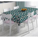 - Masa-7355-Gorsel - Realhomes Renkli Zemin Üzerinde Yaprak Motifli Dijital Baskılı Modern Masa Örtüsü Realhomes