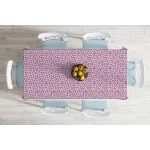 - Masa-7364-Gorsel-1 - Realhomes Siyah Zemin Üzerinde Pembe Renkli Puantiye Desenli Dijital Baskılı Modern Masa Örtüsü Realhomes