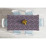 Siyah Zemin Üzerinde Pembe Renkli Çizim Dijital Baskılı Modern Masa Örtüsü Realhomes