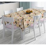 - Masa-7385-Gorsel - Realhomes  Hardal Zeminli Renkli Çiçek Desenli Dijital Baskılı Modern Masa Örtüsü Realhomes