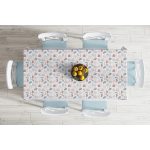 - Masa-7409-Gorsel-1 - Realhomes  Beyaz Zeminde Onedraw Çizimli Gökyüzü Temalı Dijital Baskılı Modern Masa Örtüsü Realhomes