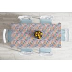 - Masa-7441-Gorsel-1 - Realhomes  Renkli Zeminde Onedraw Çizimli Çiçek Desenli Dijital Baskılı Modern Masa Örtüsü Realhomes