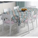 - Masa-7478-Gorsel - Realhomes Renkli Zeminli Yaprak Desenli Dijital Baskılı Modern Masa Örtüsü Realhomes