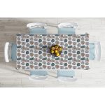 - Masa-7480-Gorsel-1 - Realhomes  Beyaz Zeminli Onedraw Çizimli Yaprak Motifli Dijital Baskılı Modern Masa Örtüsü Realhomes