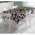 - Masa-7497-Gorsel - Realhomes  Renkli Zeminli Onedraw Çizimli Çiçek Dijital Baskılı Modern Masa Örtüsü Realhomes