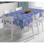 Beyaz Zeminli Çini Desenli Dijital Baskılı Modern Masa Örtüsü Realhomes