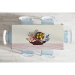 Renkli Zeminli Onedraw Çizimli Çiçek Desenli Dijital Baskılı Modern Masa Örtüsü Realhomes